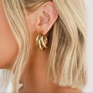 💎NEW 18k Gold Tree-Layer Round Drop Earrings